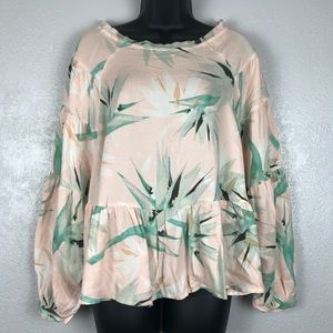 KARLIE floral palm tree boho blouse shirt …